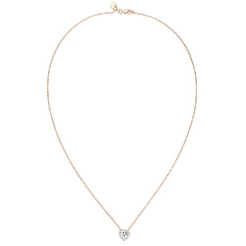 PAVOI 14K Gold Plated Post Faux Diamond Round Solitaire Pendant Halo Necklace | Gold Necklace for Women | Slider Adjustable - style: Heart