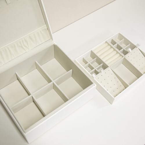COLLECTIVE HOME - Monogram Jewelry Box with Mirror, Custom Gold Letter Engraving, Elegant Jewelry Organizer with Removable Tray, Gift for Mother’s Day, Girlfriend, Birthday (q) - color: q