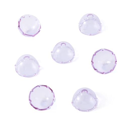 FASHEWELRY 10Pcs 21mm Glass Flower Bead Caps for Wind Chime Fishing Glass Bead Lilac Jellyfish Beads Cute Beads for Bracelets Jewelry Making - color: 21mm，Lilac