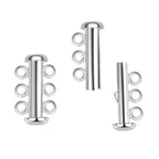 2pcs Adabele Authentic Sterling Silver 3 Strands Multi-Strand Slide Lock Tube Clasp Set Tarnish Resistant for DIY Layering DIY Jewelry Making SS92-3 - color: White Gold/Rhodium Plated Sterling Silver, size: 3-Strand clasp - 2pcs