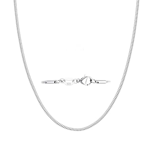 925 Silver Chain Necklace for Women 2mm Box and Snake Italian Choker Chain Thin & Strong Necklace 16/18/20 Inch - size: 18 inch, style: Snake Chain