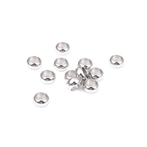 BEADIA Stainless Steel Spacer Beads 10x5mm Rondelle Loose Charm Caps Beads for DIY Jewelry Making 20pcs with 7mm Hole - color: 10x5mm 7mm