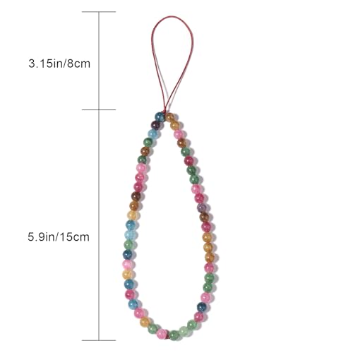 Semi-Precious Gem Stones Beaded Phone Charm Cell Phone Lanyard Wrist Strap Handmade Natural Gemstone Phone Chain string - color: Tourmaline