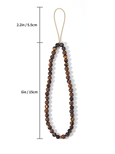 Semi-Precious Gem Stones Beaded Phone Charm Cell Phone Lanyard Wrist Strap Handmade Natural Gemstone Phone Chain string - color: Tiger Eye