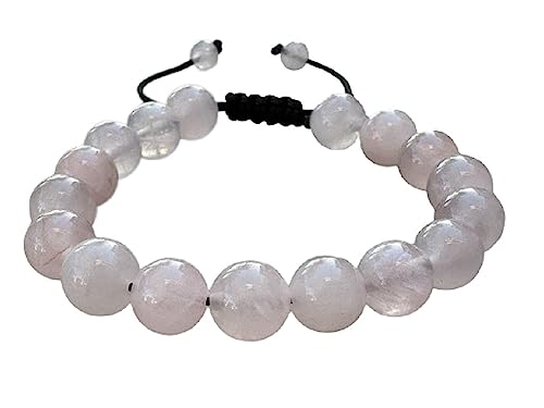 GAF TREASURES Grade A ++ Gemstone Round Bead Adjustable Bracelet 10mm, Genuine Crystal Bead Bracelet, Gift for Men & Women - color: Rose Quartz