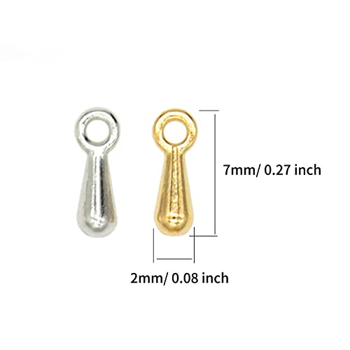 2000 Pieces Extender Chain Extended Extension Chains Tails Clasp Terminators Ends Beads Connector for Crafting (1000pcs Gold and 1000pcs Silver)