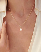Pearl Necklace for Women- 14K Gold-plated/White Gold-plated Dainty Pearl Necklace for Women - color: Gold CZ pearl 370