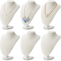 Huquary 6 Pcs Necklace Display Stand Necklace Holder Jewelry Bust Display Stands for Selling Home Store Trade Shows Photography Props Retail(Beige,Velvet) - color: Beige