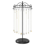 iDavosic.ly Rotating Necklace Holder Organizer with 24 Hooks, Adjustable Metal Bracelet Display Stand Rack, Extra Tall Keychain Spinning Tree Tower for Women, Black - color: Black - 1 Tier