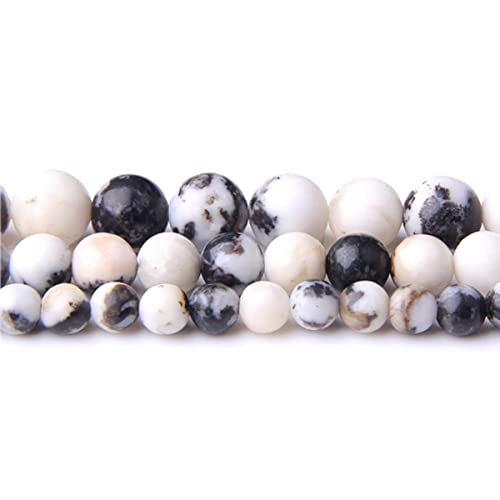 Natural Stone 6mm Black White Zebra Smooth Round Loose Beads Energy Gemstone DIY for Jewelry Making Bracelet Necklace 1 Strand 15" - color: Black White zebra, size: 6mm