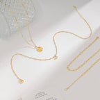 Layered Necklaces for Women, Dainty 14K Gold Plated Circle Peadant Chain Necklace Set Simple Paperclip Stacked Necklaces for Women Trendy Gold Jewelry - color: set1