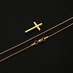 IEFSHINY Gifts for Men Boys - Stainless Steel Cross Pendant Chain Necklaces for Men, Mens 16-30 Inches Chain Gold Silver Black Cross Necklace Boys Jewelry Gifts - size: 18, style: Gold-cross pedant 0.7"*1.18"