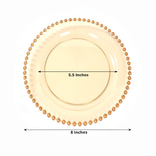 8" Salad Plates - Set of 20 - Plastic Amber Round Disposable Dessert Appetizer Plate with Beaded Rim, Ideal for Dinner Party Wedding Bulk Events - color: Amber, size: 8" Salad Plate, 20 Pack