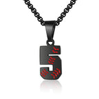 AIAINAGI Baseball Number Necklace - Stainless Steel Chain Pendant for Men Athletes 00-99 Jersey Number Gift - color: Black, style: 5
