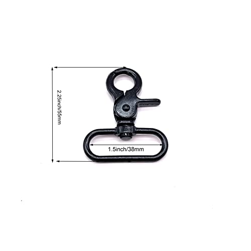 1.5 inch Swivel Lobster Clasp Snap Hooks 1 1/2 inch Extra Large Swivel Clips Lobster Clasps Black Swivel Hooks for Purse Handbag Strap Making 10pcs - color: 1.5 inch Swivel Lobster Clasps Black