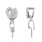 5pcs Adabele Authentic 925 Sterling Silver 15mm Swan Design Pendant Bails Cubic Zirconia Clip Tarnish Resistant for DIY Craft Jewelry Making SS202-3 - size: 15mm Swan Design Pinch Bail with CZ