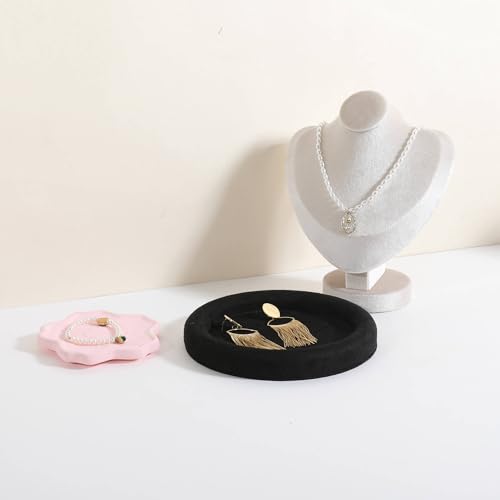 Velvet Necklace display stand for Selling, Jewelry Bust Mannequin for Show, Small Necklace Holder Stand【Beige】 - color: Beige