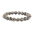 Justinstones 8mm Round Beads Stretch Bracelet 7 Inch Unisex - color: Dalmatian Jasper