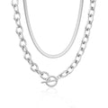 CHESKY 14K Gold Plated Chunky Necklace for Women, Trendy Paperclip Chain Necklace Thick Cross Heart Pendant Necklace Layered Herringbone Cuban Link Chain Toggle Necklaces Non Tarnish Jewelry - color: silver, style: paperclip+herringbone
