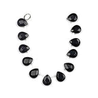 Cherry Blossom Beads Black Obsidian Beads 12x15mm Faceted Top-Drilled Teardrop - 12 pcs/ 8 Inch Strand - color: Black Obsidian