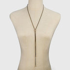 Gold Silver Necklace for Women Y Chain Adjustable Gold Long Necklaces Fashion Dainty Jewelry - color: black A