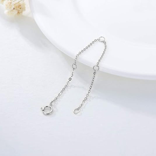 14K Gold Chain Extender for Women, Yellow Gold/White Gold/Rose Gold Adjustable Gold Necklace Anklet EXtension Chain, Available in 2/3/4 Inch - color: White Gold, size: 3 Inch