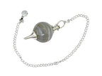Amazing Gemstone Lace Agate Crystal Ball Pendulum for Divination - Dowsing Pendulum Necklace with Chain and Quartz Bead for Reiki Healing and Crystal Grid Meditation - color: Lace Agate