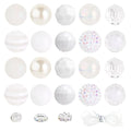 35 Pcs Chunky Bubblegum Beads 20mm Focal Pen Large Rhinestone Pearl Bead with Rhinestone Large Hole European Spacer Bead for DIY Beadable Pen Jewelry Making Keychain Craft Making(White) - color: White