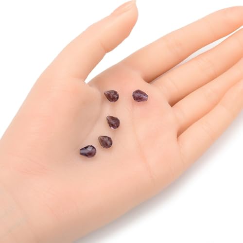 24pcs Adabele Austrian 8mm Faceted Teardrop Loose Crystal Beads Dark Violet Compatible with 5500 Swarovski Crystals Preciosa SST-822 - color: Dark Violet, size: 8mm x 6mm - 24pcs