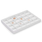 White Jewelry Display Organizer Tray Stackable Premium PU Leather 24 Grid Trinket Earring Ring Organizer Tray - size: 24 Grid