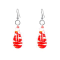 Glass Water Drop Shape Glaze Spiral Dangle Earrings Lampwork Handmade Glass Bead Geometric Earrings for Women Jewelry - color: Red