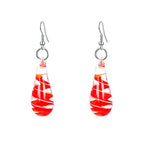 Glass Water Drop Shape Glaze Spiral Dangle Earrings Lampwork Handmade Glass Bead Geometric Earrings for Women Jewelry - color: Red