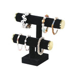 Coward 2 Tier Bracelet Holder Stand, Necklace Bangle Bracelet Watch Display Rack, Jewelry Hairband Scrunchie Organizer Storage Tower for Women (Black Velvet) - color: Black