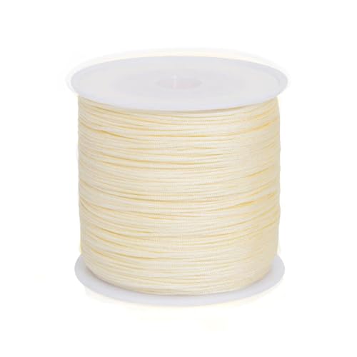 0.8mm 110Yards Nylon String Cord Braided Beading Thread for DIY Crafts Friendship Bracelets Pendant Chinese Lucky Knotting Macrame Necklaces,Jewelry Making (Beige) - color: Beige, size: 0.8MM