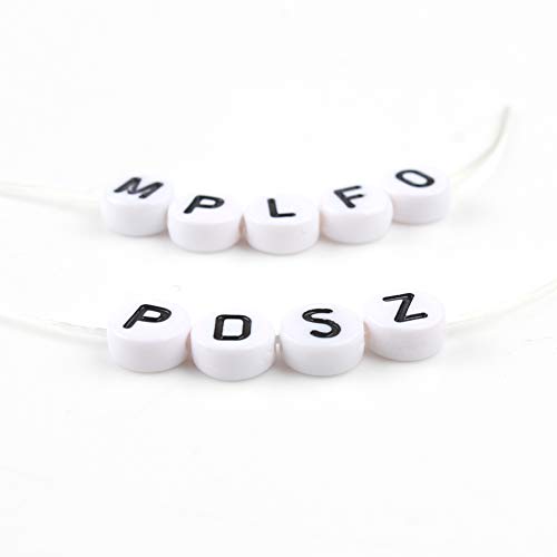 Song Xi 1200pcs White Round Acrylic Alphabet Beads - Black Letter Beads 4x7mm for Bracelets and Jewelry Making Key Chains - color: 1200pcs white black letter