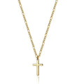 Joxevyia 14K Gold Filled Cross Necklace for Men Figaro Chain Stainless Steel Polished Cross Pendant Necklace Simple Baptism Faith Jewelry Gift - size: 16 inches, style: small cross pendant(1.0"*0.6")