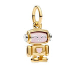 Love Family Friendship Graduation Mothers Nurses Day S925 Bead Pendant Charms for Pandora Bracelets Necklaces, Gifts Women, for Anniversary Birthday Valentines Day Christmas, Silver Gold - style: Robot Charms 14K Gold Plated