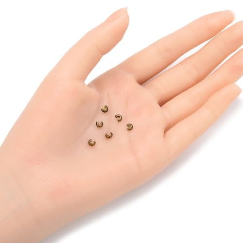 100pcs Crimp Bead Knot Cover End Caps 3mm (0.12 Inch) Small Antique Bronze Plated Copper Brass for DIY Craft Jewelry Making CF118-3 - color: Antique Bronze, size: 3mm (0.12 inch) - 100pcs