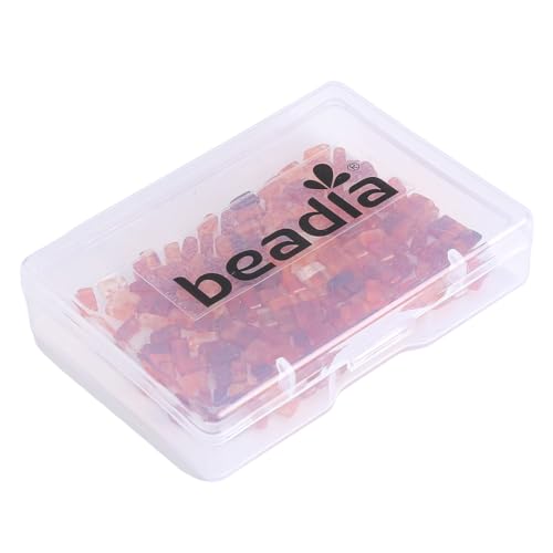 Beadia Natural Red Agate Stone Tila Beads 5x2mm Rectangle 2-Hole Spacer Beads for DIY Bracelet Earring Making 15"/Strand - color: Red Agate, size: 5x2mm