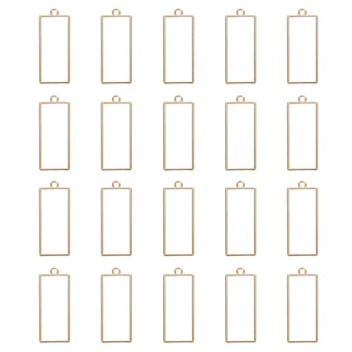 uxcell 25Pcs Alloy Open Bezel Pendants, Rectangle Hollow Frame Pendant Geometric Open Back Frame Pendant for Resin Jewelry Making Earrings Necklace Bracelet DIY, Red Gold - color: Red Gold Tone, size: 1.93 x 0.8 inch
