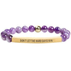 INSYOHO Dont Let the Hard Days Win Bracelet – Inspirational Healing Crystal Bracelet for Women & Men, Agate & Amethyst Beaded Adjustable, Motivational Gift for Stress Relief & Positivity - color: lavender crystal