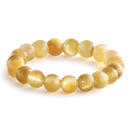 NLIEO Natural Gemstone Stretch Beaded Rings for Women Stackable Dainty Elastic Crystal Rings Jewelry - style: Golden Tigers Eye