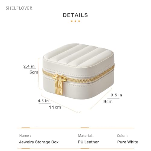 Small Jewelry Box, Easy Carried Travel Jewelry Organizer PU Leather Mini Holder Box Storage Case Portable, Necklace, Earring, Rings, Bracelets, Pure White - color: Pure White