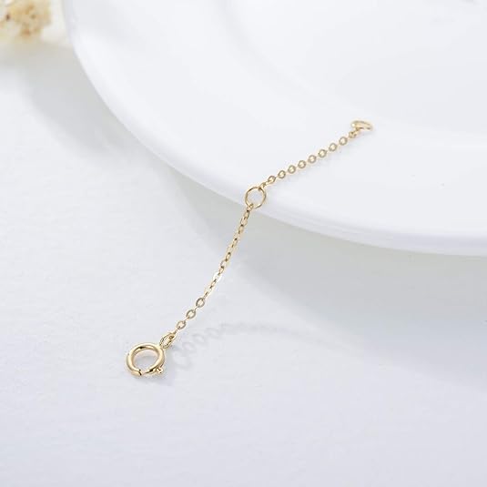 14K Gold Chain Extender for Women, Yellow Gold/White Gold/Rose Gold Adjustable Gold Necklace Anklet EXtension Chain, Available in 2/3/4 Inch - color: Yellow Gold, size: 2 Inch