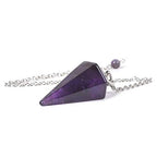 Justinstones Natural Dark Amethyst Gemstone Rock Crystal Hexagonal Pointed Reiki Chakra Pendant Pendulum - color: Dark Amethyst
