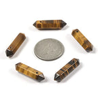 Yellow Tiger Eye 32mm Natural Gemstone Hexagonal Wand Jewelry Making Crystal Pointed Chakra Reiki Healing Beads 2mm Hole Drilled(Pack of 10) - color: Yellow Tiger Eye