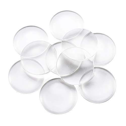 Craftdady 50Pcs Transparent Glass Cabochons 39.5-40mm Clear Glass Flat Back Dome Tile Half Round Cabochon Covers for Photo Pendant Jewelry Making - color: Transparent Clear, size: 40mm Round