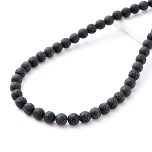 6mm 60pcs DIY Natural Lava Stone Beads Round Healing Crystal Gemstone Loose Beads for Jewelry Making Handmade Bracelet Necklace - color: Lava, size: 6mm