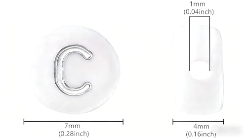 Acrylic Letter Beads Alphabet Silver Letters White Round Bead, 4×7mm 1200pcs, for Friendship Bracelets and Gifts Souvenir Jewelry Making - color: Silver Letter White Beads, size: 4×7mm(Round)