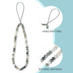 Semi-Precious Gem Stones Beaded Phone Charm Cell Phone Lanyard Wrist Strap Handmade Natural Gemstone Phone Chain string - color: Green Grass Stone